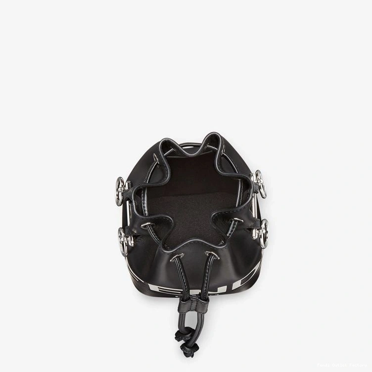 Vintage HOT Leather Tresor Mini Bucket Logo Bag Mon Black ROMA In Fendi White Calf 0817
